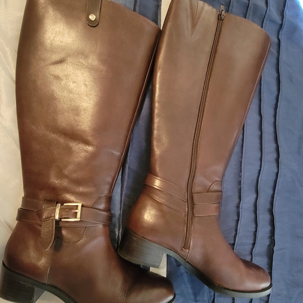 Brown Leather Knee-High Boots